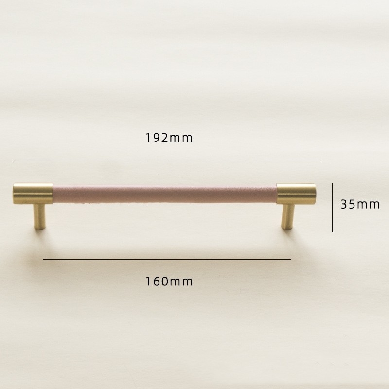 5 inch echt lederen handgrepen kast Messing T Bar Pulls Roze enkel gaatjes knoppen