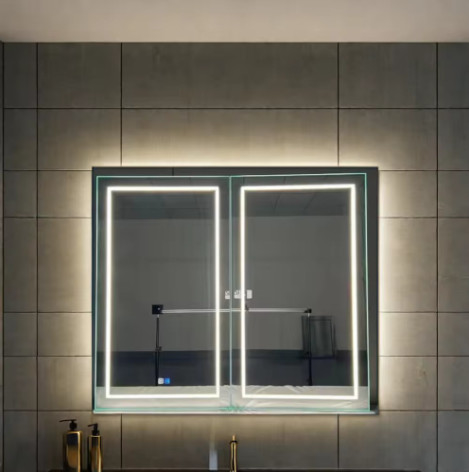 Groothandel Fabriek Elegante kast Douche Grote verlichte spiegel Badkamer Slimme LED spiegelkast Aluminium spiegel