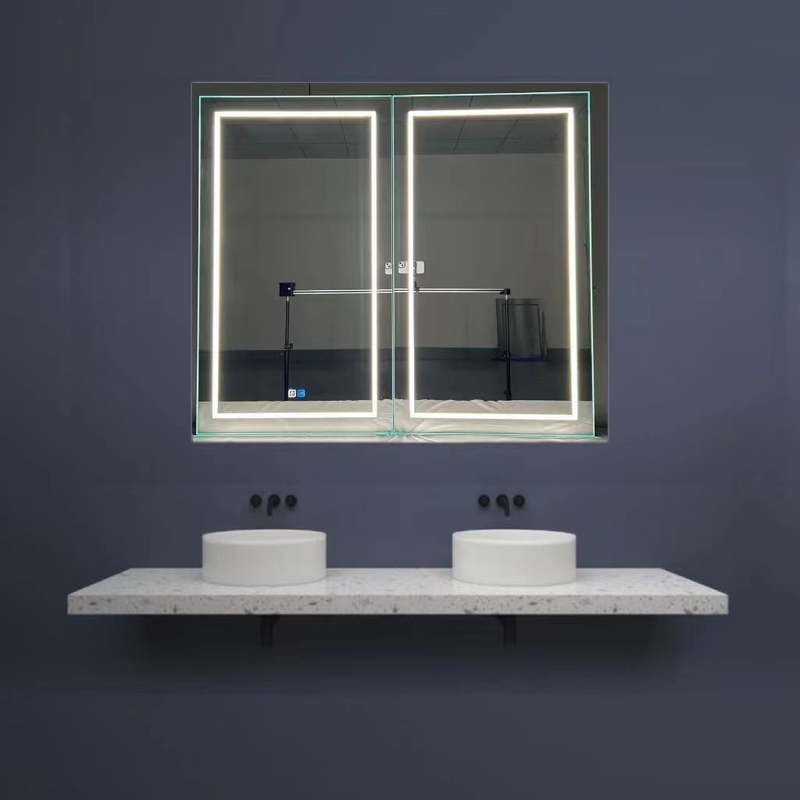 Groothandel Fabriek Elegante kast Douche Grote verlichte spiegel Badkamer Slimme LED spiegelkast Aluminium spiegel