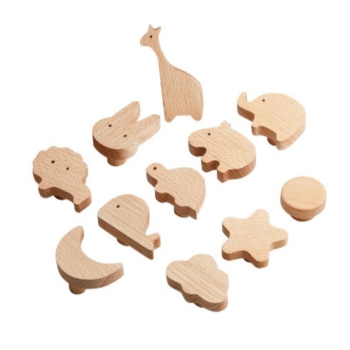 Creatieve cartoon kinderkamer dier kast deur trek massief hout laken kast kast deur handgreep haakjes