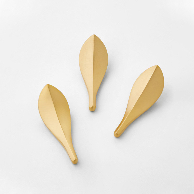 Nordic Brass Glod Leaves Kas Door Kledingkast Handle 2paren Meubel Handle Knob Dubbelgat vast Uitgerust met schroef