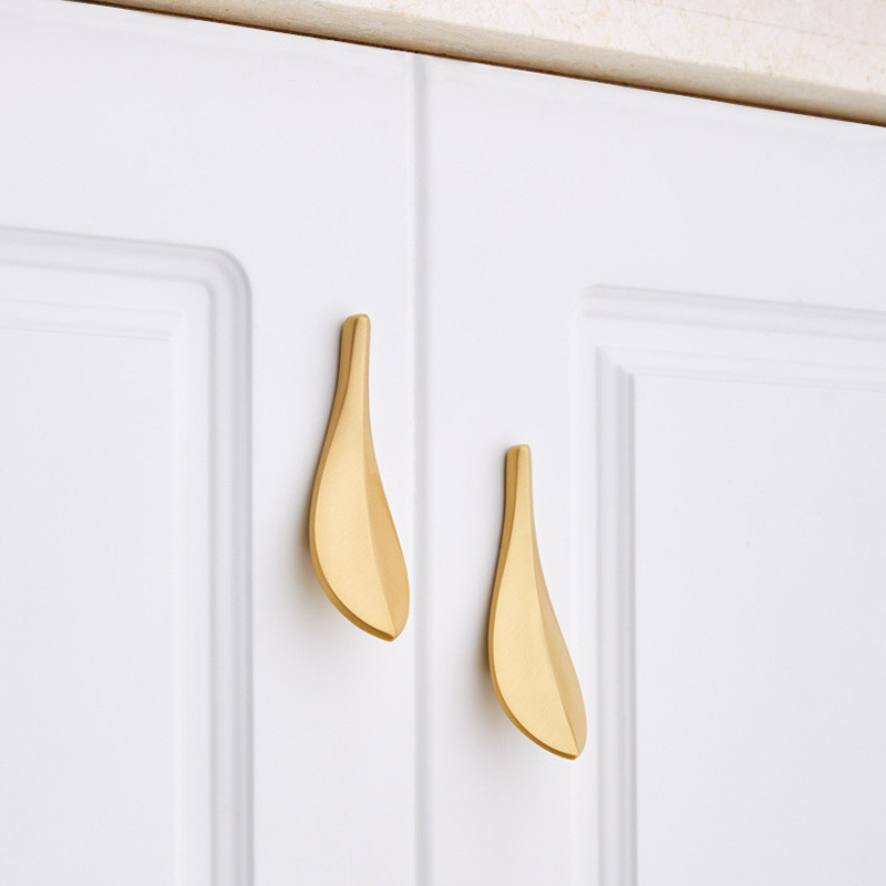 Nordic Brass Glod Leaves Kas Door Kledingkast Handle 2paren Meubel Handle Knob Dubbelgat vast Uitgerust met schroef
