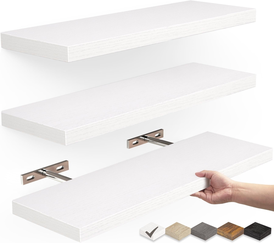 Wandelplank met wandmontage van wit hout
