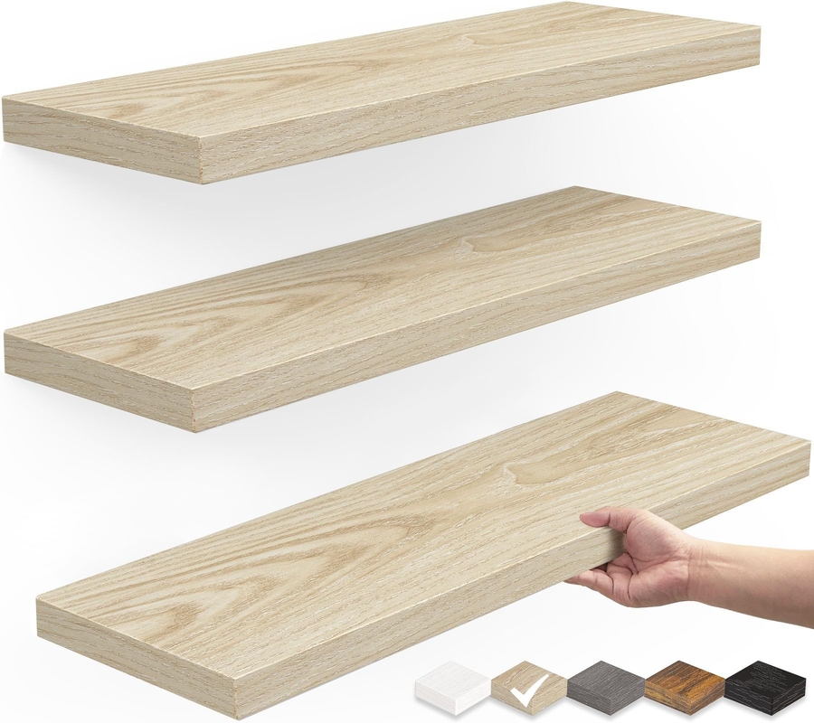 Wandelplank met wandmontage van wit hout