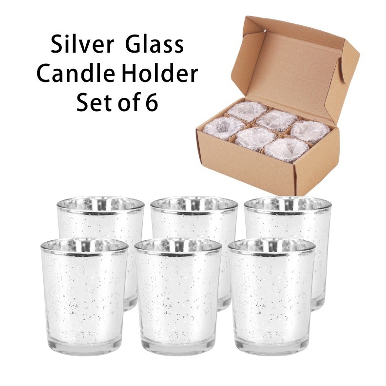 Kaarshouder set bekleding glas elektroplatering glitter kleur kleine kaars pot voor bruiloft decoratie