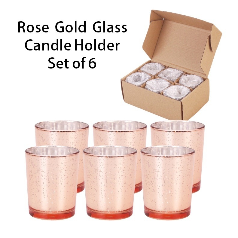 Kaarshouder set bekleding glas elektroplatering glitter kleur kleine kaars pot voor bruiloft decoratie