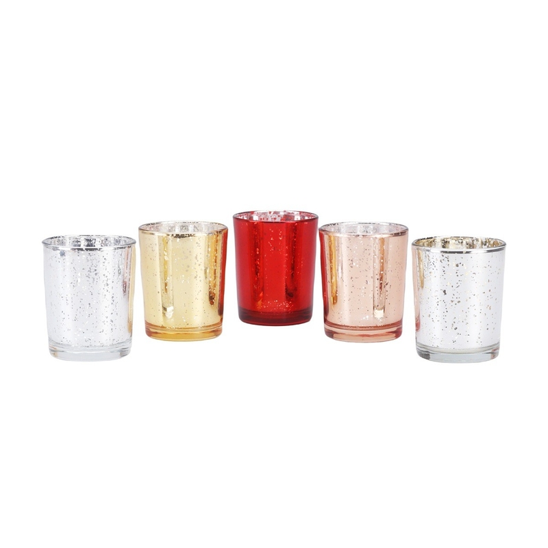 Kaarshouder set bekleding glas elektroplatering glitter kleur kleine kaars pot voor bruiloft decoratie