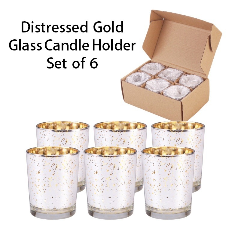 Kaarshouder set bekleding glas elektroplatering glitter kleur kleine kaars pot voor bruiloft decoratie
