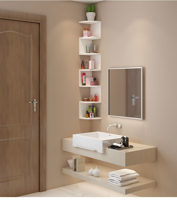 Moderne stijl 5 laag Houten Decoratieve Hoek Boekenkast Wandplank
