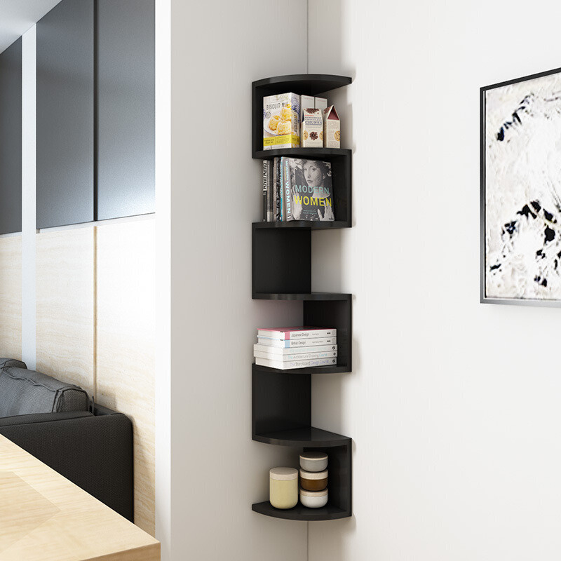 Moderne stijl 5 laag Houten Decoratieve Hoek Boekenkast Wandplank